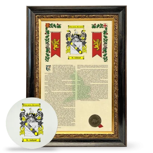 St. Aubynd Framed Armorial History and Mouse Pad - Heirloom